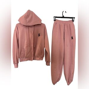 Women's Pink Hoodie and Sweatpants Set